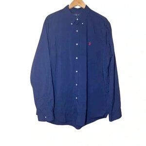 Authentic Ralph Lauren Dress Classic Fit 2XL Navy Red Button Down Polo Pony